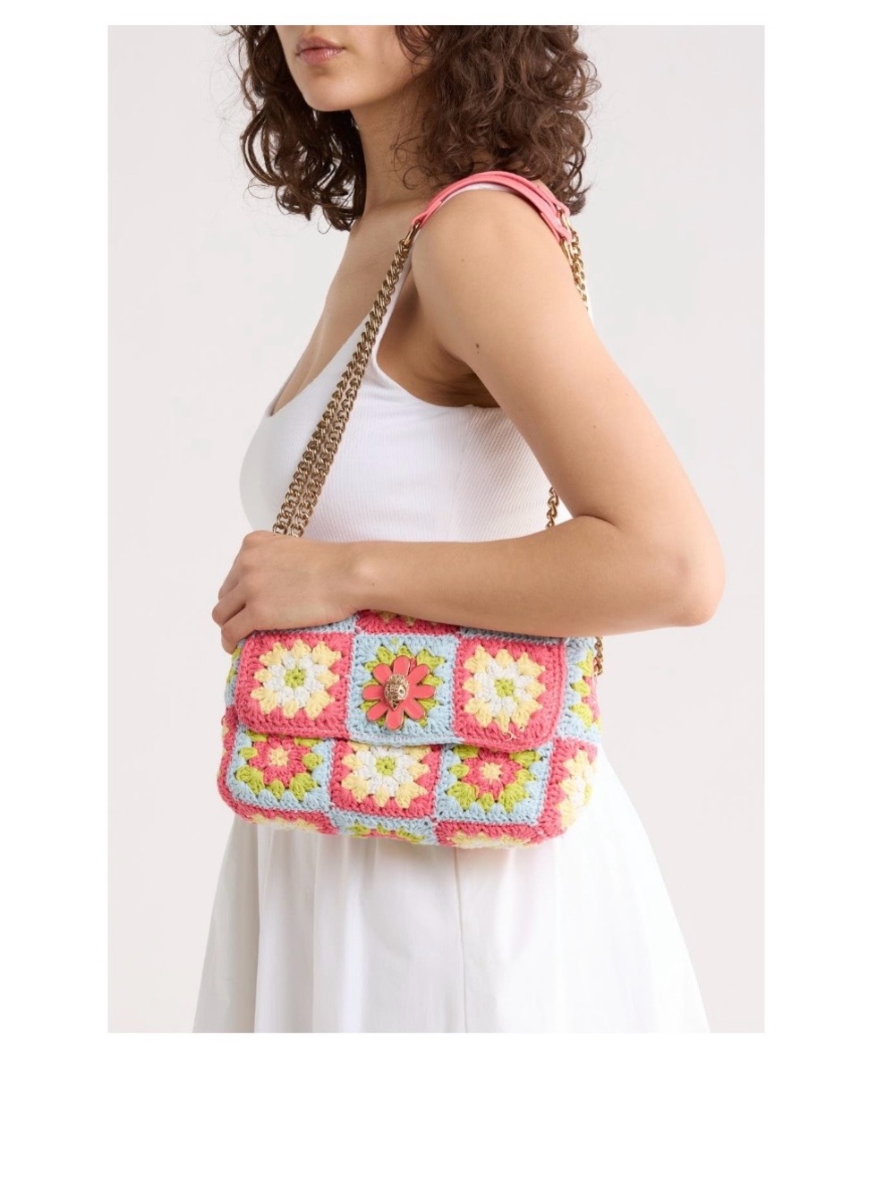 NWT Kurt Geiger Medium Crocheted Kensington Shoulder Bag